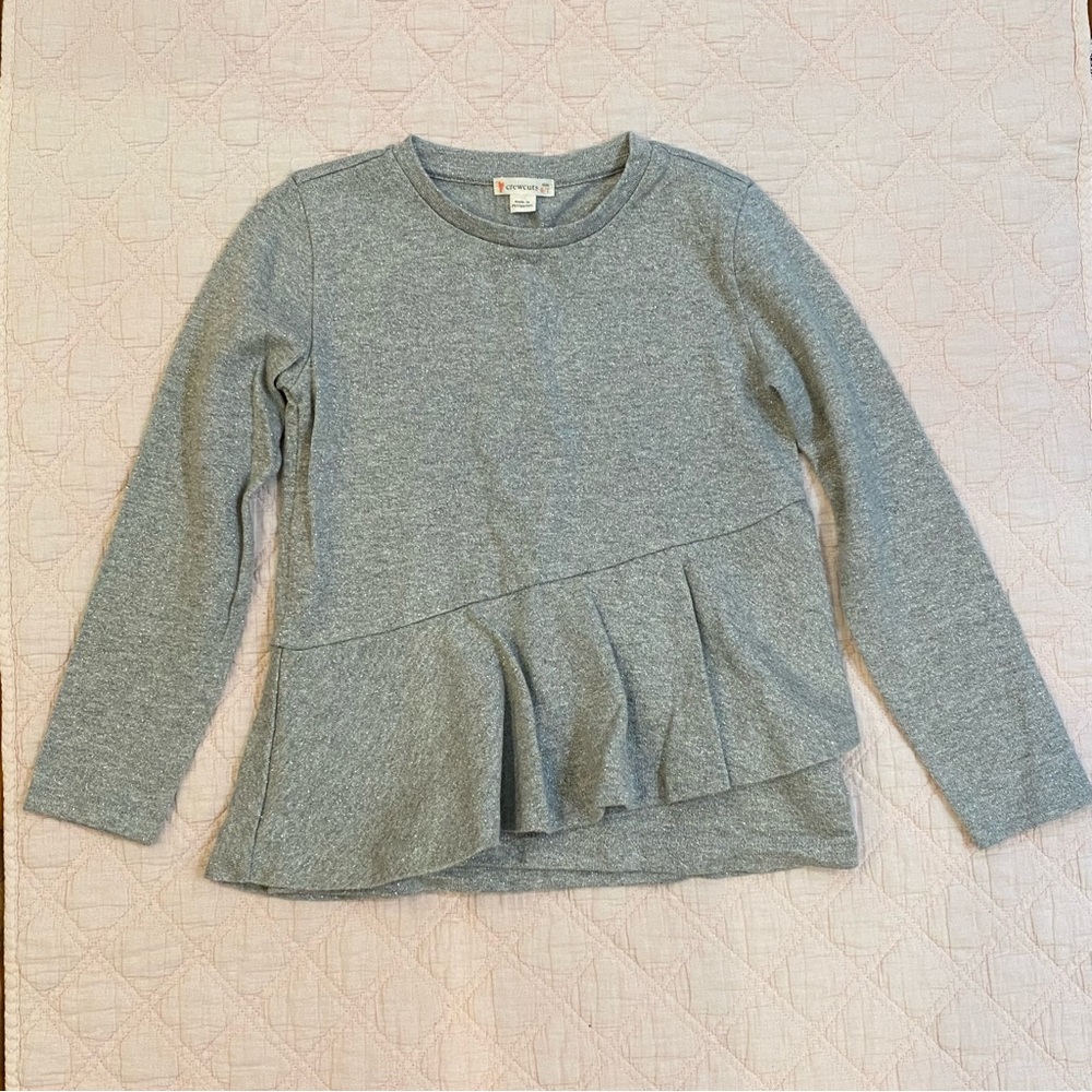 Crewcuts girls metallic knit peplum top 6/7